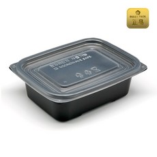 버디팩 검정 밀폐 사각죽용기 중 650ml 전자렌지 가능, 50세트, 1개
