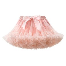 Landofgenie 여성용 퍼피 튀튀 스커트 2겹 발레 버블 반바지 발레리나 허리 페티코트 코스프레 및 공연용 샴페인 핑크 L