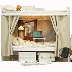 Navhao 두꺼운 프라이버시 이층 침대 커튼 암막 텐트 침대 캐노피 방진 통기성 침대 텐트 커튼 바닥용 쉐이딩 드레이프, 베이지