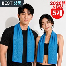 에센드 시원한 스포츠 아이스 건식 쿨 타올 냉감, 5세트, 아쿠아블루