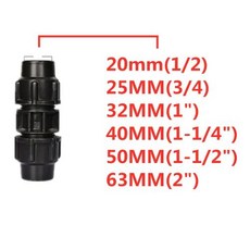 파이프 25mm 관개 피팅 조인트 40mm 50mm 32mm 20mm 퀵 직접 PE 탭 물 빠른 63mm 탭, Black, 16mm, 1개