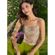 QUEEN YOGA印花扎染細肩帶運動瑜伽背心(附贈拆卸式胸墊），展現時尚運動風采