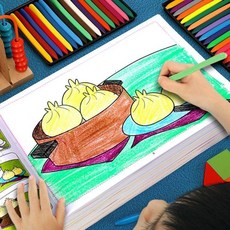 兒童畫畫本 幼兒園塗鴉填色繪本圖畫繪畫冊套裝 寶寶塗色書 全套6本288頁, 油畫棒/蠟筆/彩鉛塗色本,隨機1本 48頁  不包含油畫棒