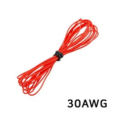 30AWG 실리콘 케이블 드론 RC카 배터리 전원선 고내열 주석도금 구리, 1개, (케이블) 30AWG(레드)