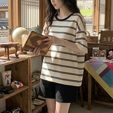 유민플러스 캡내장 여성 반팔 홈웨어 잠옷 상하의세트
