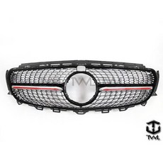 台灣之光 全新BENZ賓士W213 16年E200 E250 E300 E350 E43黑銀1線紅飾條滿天星樣式水箱罩, 1個