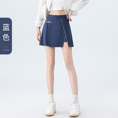 【可開票】-高腰运动女士短款A字短裙防走光开叉修身假两件半身裙五分裤夏