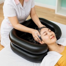 환자 머리감기 세발기기 휴대용 간이 가정용 샴푸베드 대야, 1개, 실버