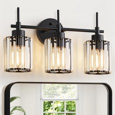 3개의 라이트 크리스탈 베니티 거울 위의 욕실 조명 기구 블랙 월 벽 현대적인 스콘스 침실 거실용, Gold, 3 - LIGHT