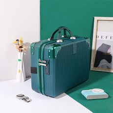 초경량 소형캐리어 트렁크 1박2일 가벼운 승무원 여행용가방, 먹녹색[알루미늄포각], 14인치 [표준타입+잠금없음]