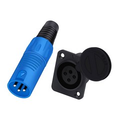 2개 XLR 와이어 커넥터 3핀 수 플러그+암 소켓 커넥터+패널 마운트 유형 보호 커버 포함 오디오/비디오용, blue1xD1039M 1xC1039, 1개, blue1xD1039M 1xC1039