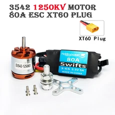 Hobbyocean RC D3542 브러시리스 아웃 러너 모터 1100KV 790KV 1250KV 80A ESC 항공기 비행기 멀티 콥터, 05 3542 1250KV 80A
