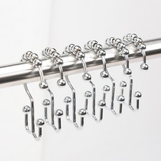 스테인리스 욕실 커튼 걸이 산자형 더블 훅 볼 커튼 걸이 욕실 커튼 걸이 금속 걸이, 크롬색, 8개전철소재[산자갈고리], 1개