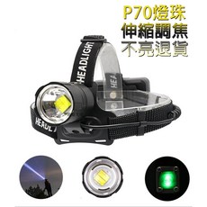 XHP70 頭燈 探照燈 伸縮變焦 露營登山釣魚照明, 1個, XHP70頭燈 (送3鋰電池)