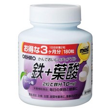 ORIHIRO 鐵&葉酸咀嚼錠 西梅李口味, 1罐, 180顆