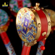 熱銷兒童撥浪鼓老式懷舊複古手工搖鼓中國風嬰兒益智禮物手搖00, 吉祥鼓, 1個