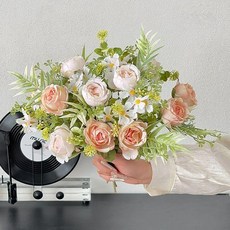 수국 알륨 조화 인테리어 부쉬 다발 장식 꽃 촬영 컬러, 마그 모란 핑크 3송이