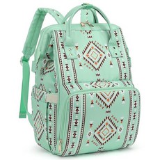 Xunteny Boho 엄마를 위한 기저귀 가방 백팩 유모차 스트랩 단열 포켓이 있는 다기능 보헤미아 아기 기저귀 백팩 초록색. M, 초록색