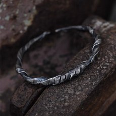 銀術《羽毛》手鐲男款，999純銀男士足銀鐲子，復古高級感可調節