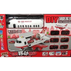 DIY 消防系列 飛機移動總部 變形玩具飛機 內附六台車 聲光效果, 1個