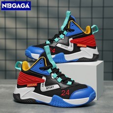 NBGAGA 兒童運動鞋 男童時尚休閒籃球鞋 舒適透氣休閒鞋 防滑耐磨高強度運動學生跑鞋 25-39尺碼