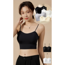 [1+1]앨오앤지 냉감소재 캡내장 일체형 크롭 브라탑 끈나시 2P 세트