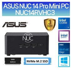 ASUS NUC 14 Pro Mini PC NUC14RVHC3 M.2 (32GB M.2 256GB) [구매 증정 이벤트], Hisol14RVHC332256, Free DOS, 256GB, 32GB, 블랙