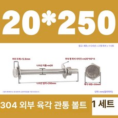 스테인리스 외부 육각 벽면 나사 연장 볼트, 1개, M20x250