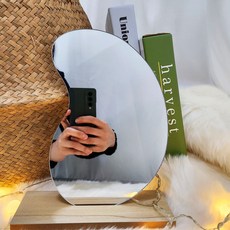 쁘띠끄 웨이브미러 탁상용 비정형거울 10개, 옵션1)반달
