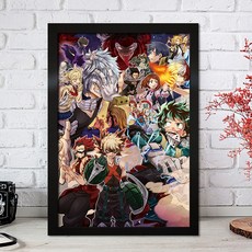 보석십자수 나의 히어로 아카데미아 DIY 다이아몬드 그림 세트 보석비즈십자수 거실 장식 집중력향상 비즈 수제공예 DIY키트 사무실 집들이 개업선물 인테리어 소품, 도안15, 30x40cm, 1개