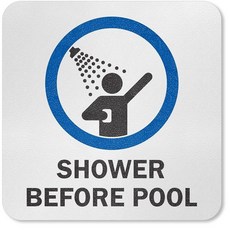 SmartSign 14.6 x 14.6cm(5.75 x 5.75인치) \"No Diving\" SlipSafe 접착 수영장 안전 마커/표지판 20mm 두께의 라미네이트 비닐 미, 수영장 전 샤워