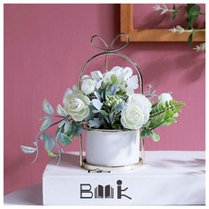 다온 로맨틱 감성 조화 도자기화분 꽃 장식(화이트)