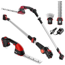 MZK 2-in-1 20V 폴 미니 헤지 트리머 및 잔디 전단 13피트 리치 연장 폴이 있는 전기 트리머 멀티 앵글(배터리 충전기 포함) HT08D11, MZK 2in1 20V 폴 미니 헤지 트리머 잔디 가위