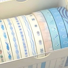 다꾸 마스킹 테이프 블루 패턴 10롤 세트, 본상품