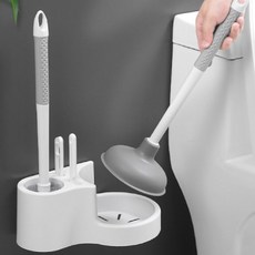 고씨네 4in1 클린마스터 벽걸이형 변기 뚫어뻥 + 청소솔 세트, 화이트, 1세트