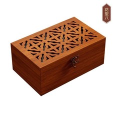 無品牌 高檔實木針線盒套裝家用服裝DIY針線包多功能結婚陪嫁便攜收納盒, 1個, 高檔鏤空花型八空盒