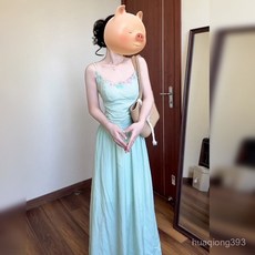 Yellwell여성 여름 민소매 롱 원피스 시원한 데일리룩 스퀘어넥 캐주얼 드레스LST