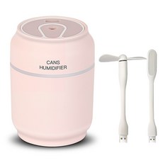 로시오 미니 캔 가습기 200ml 대용량 초음파 무드등 차량 사무실 침실 무소음, 핑크