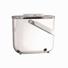 一鍵真空帶提把飼料桶密封罐，寵物飼料防潮保鮮儲存好幫手，方便攜帶，保持居家環境清新, 1個, 真空款(透明白), 透明白, 10L