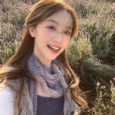 神仙藤井树同款 韓系復古灰藍色波點蕾絲邊絲巾 女夏薄款圍脖圍巾