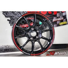 FK鋁圈 18吋 5/100 EP1136D 亮黑色 紅邊 鋁合金輪圈, 1個