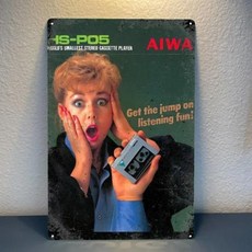 휴대용 카세트 플레이어 빈티지 금속 포스터 양철 간판, 1. aluminum sign, A. aluminum 14x20cm