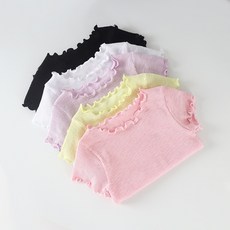 피에르 여아 유아 키즈 아동 여름 프릴 기본 반팔 골지 티셔츠