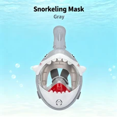 어린이용 풀페이스 스노클링 마스크 실리콘 드라이핏 디자인 와이드뷰 안티포그 누수방지 귀여운 만화 상어, 02 03