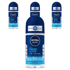 니베아 남성용 프레시 액티브 48H 롤 온 데오드란트, 4개, 50ml