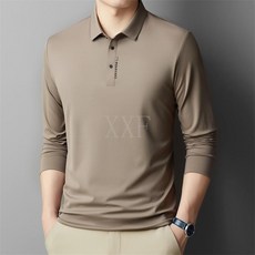 2025春季新款長袖POLO衫 男 無痕錦氨彈力 中年純色休閒男士T恤