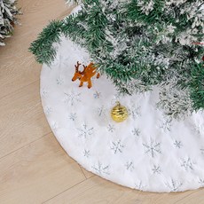 圣誕樹裙裝飾品白色樹裙長毛絨繡珠片樹裙純白兔毛樹裙聖誕節節慶派對裝飾聖誕掛飾聖誕佈置耶誕居家佈置, 銀色雪花140cm, 1個