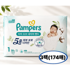 팸퍼스 터치 오브 네이처 밴드형 기저귀 1단계 1박스(58매 3팩) 174매