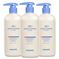 메르필 바디여드름 등드름 닭살 뱀살피부 개선 AC+매직 바디로션 베이비코튼향, 400ml, 3개