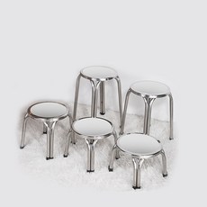  스테인레스 의자 캠핑 간의 휴대용 욕실 야외 스툴 다이닝 작업 공장 식당 스툴 커피숍, 01.스텐레스 둥근의자 롱다리